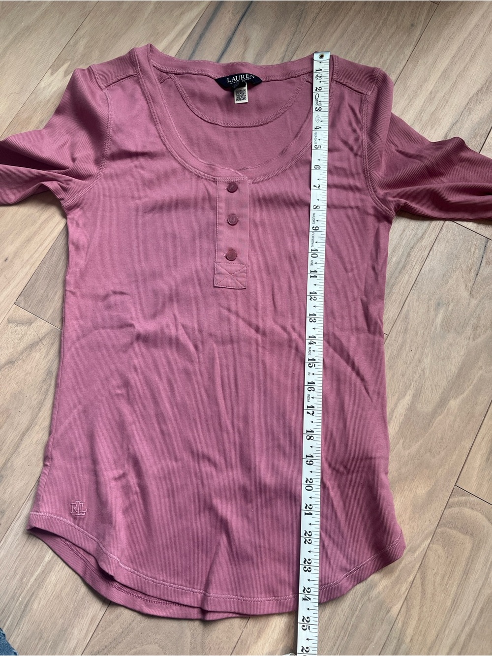Ralph Lauren Women’s Long Sleeve Henley Top in Dusty Rose Size S Preppy - Picture 8 of 11